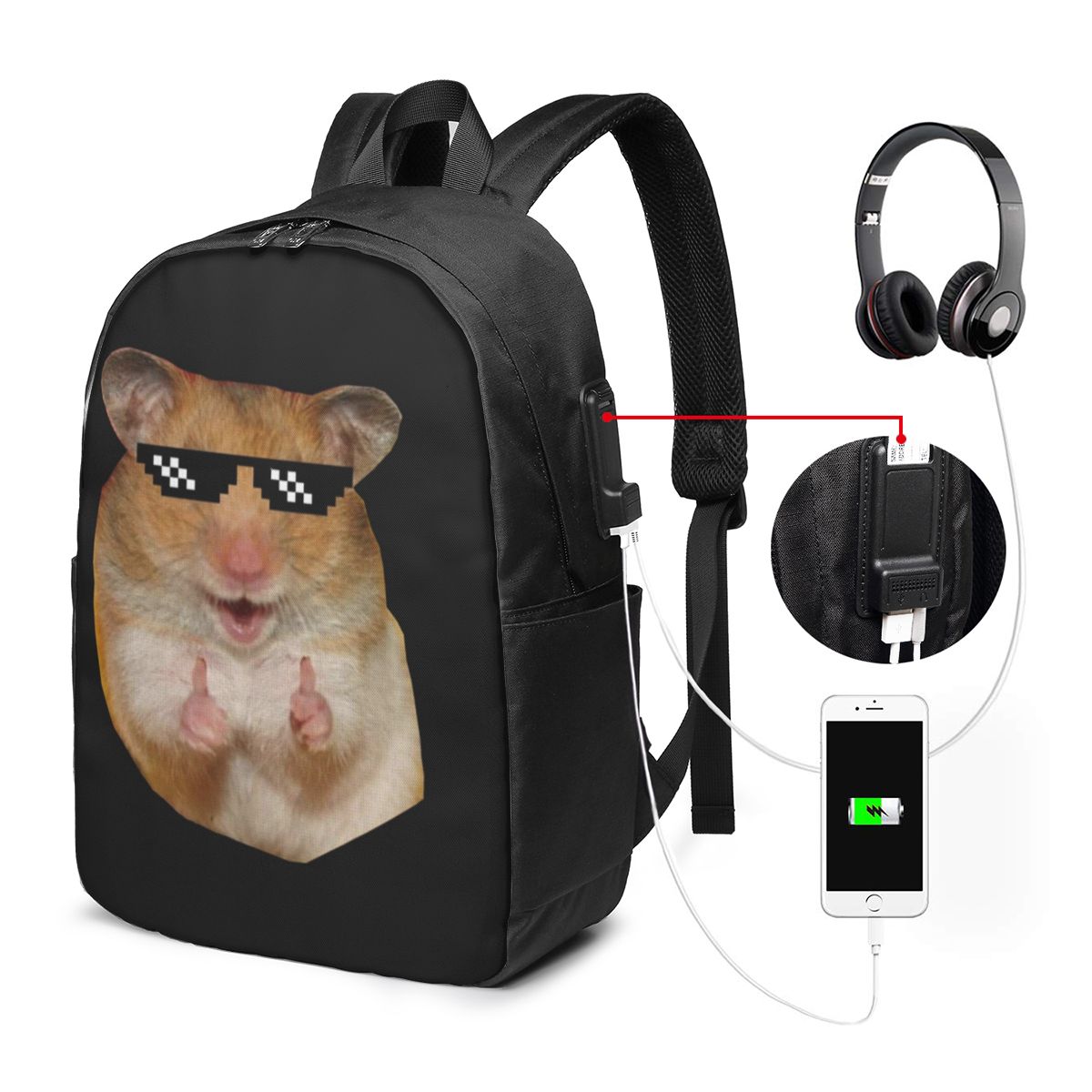 Laptop Bag - حقيبة ظهر مضحكة على شكل هامستر،