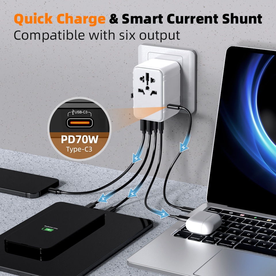 محول طاقة عالمي للسفر مع منافذ - مراجعة Laptop Charger وسعره
